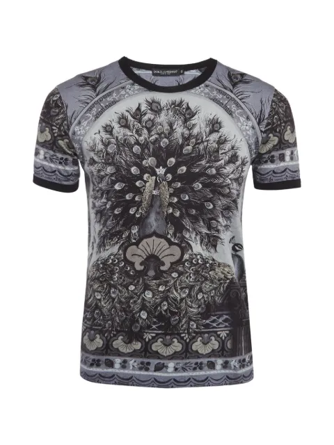 Dolce & Gabbana Pre-Owned peacock-print T-shirt Grey 1313244