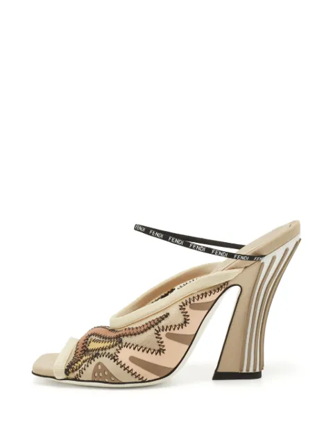 Fendi Pre-Owned mesh panel ankle strap sandals Neutrals 1262191