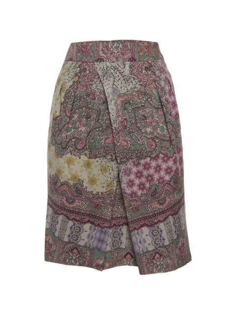 Etro Pre-Owned Paisley-print overlay mini skirt Green 1310512