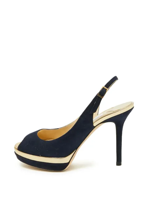 Jimmy Choo Pre-Owned peep-toe slingback heeled pumps Blue 1347883