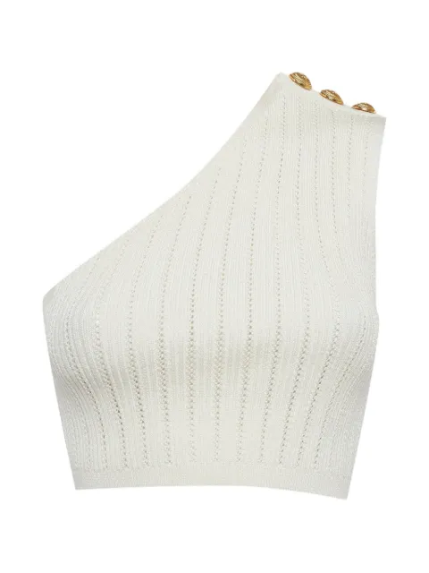 Balmain Pre-Owned one-shoulder pointelle-knit top Neutrals 1303184