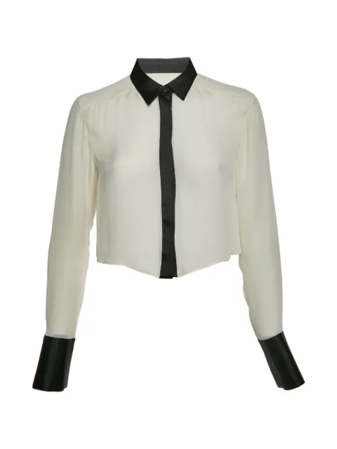 alice + olivia cropped silk shirt Grey 1328578