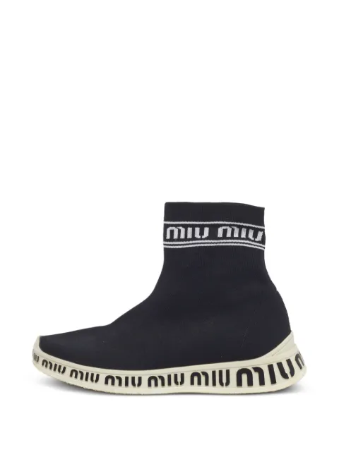 Miu Miu Pre-Owned sock-style high-top sneakers Black 1289602