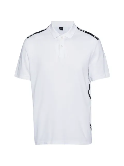 BOSS logo-tape pique polo shirt White 1296102