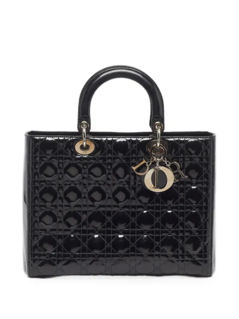 Christian Dior Pre-Owned 2010 Lady Dior Cannage leather tote bag Black 1293946
