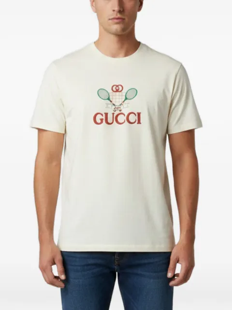 Gucci Pre-Owned Tennis logo-embroidered T-shirt Neutrals 1344021