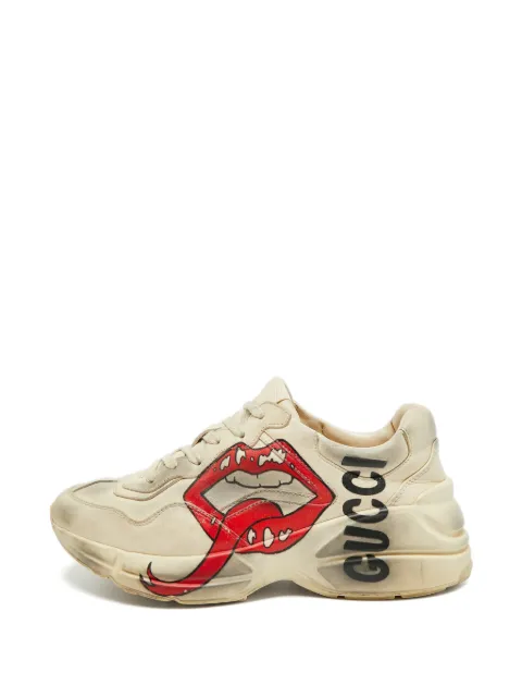 Gucci Pre-Owned Rhyton logo-print sneakers Neutrals 1360853