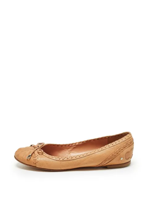 Christian Dior Pre-Owned bow-detail whipstitch ballet flats Neutrals 1165538