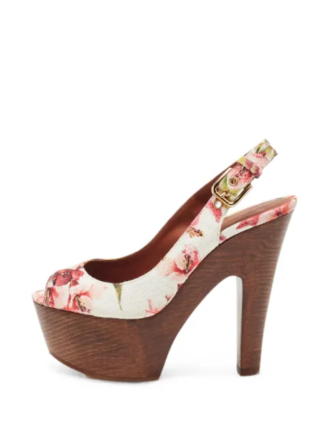 Dolce & Gabbana Pre-Owned floral-print platform heeled sandals White 1343209