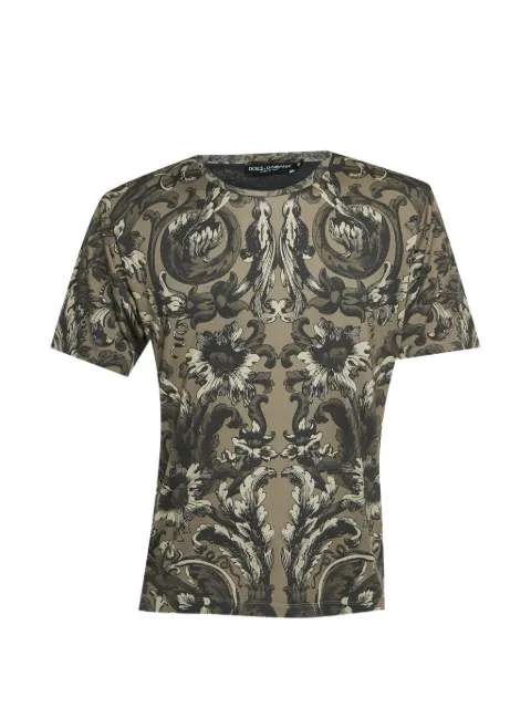 Dolce & Gabbana Pre-Owned Baroque-print crew-neck T-shirt Neutrals 1324122