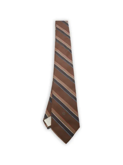 Saint Laurent Pre-Owned Classic diagonal-striped silk tie Brown 1288402