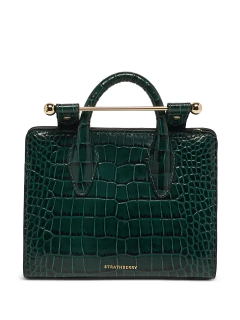 Strathberry Midi Nano croc-effect tote bag Green 1279100