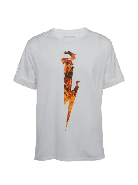 Neil Barrett Flame Thunderbolt rolled-sleeve T-shirt White 1314337