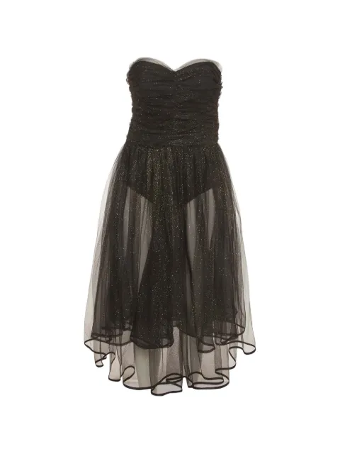 Elisabetta Franchi glitter-embellished ruched-design midi dress Black 1361352