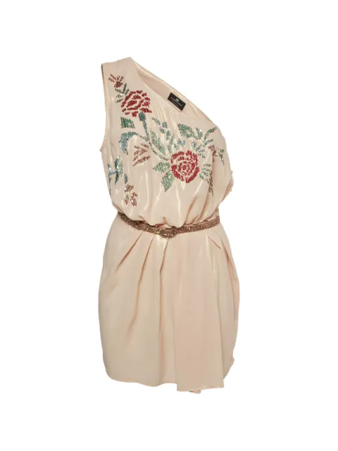 Elisabetta Franchi floral-embellished one-shoulder dress Neutrals 1314283