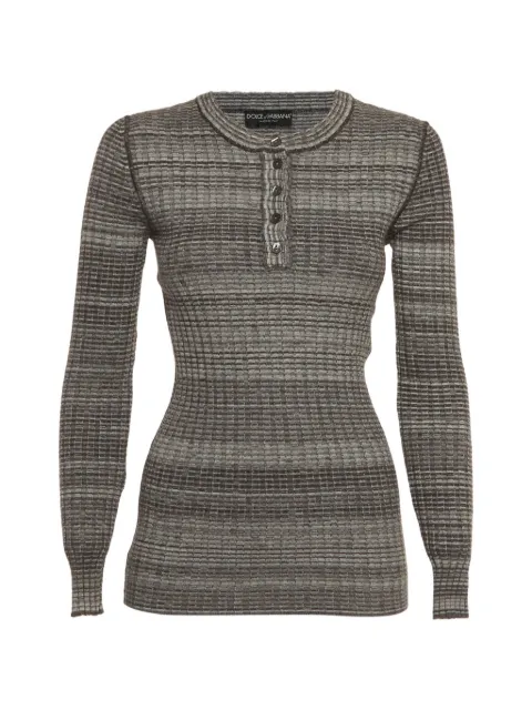 Dolce & Gabbana Pre-Owned rib knit henley neck sweater Grey 1296032