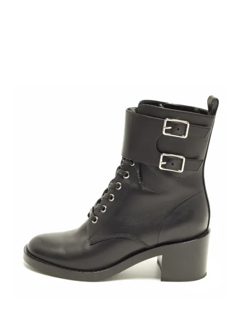 Gianvito Rossi buckled lace-up heeled combat boots Black 1337684
