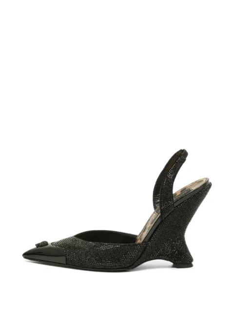 Philipp Plein Decollete crystal-embellished slingback heeled pumps Black 1295109