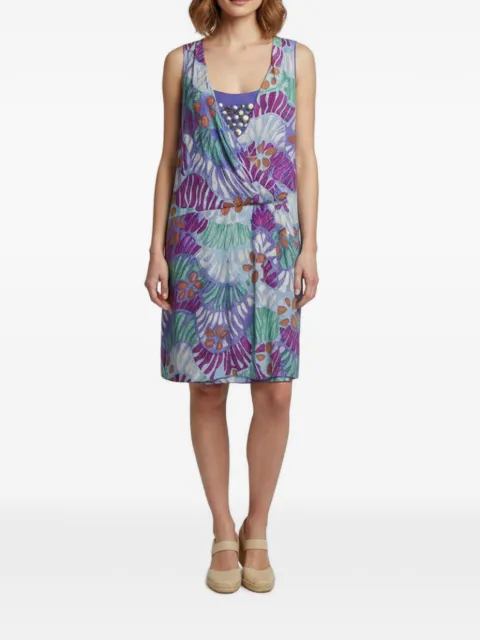 Missoni Pre-Owned floral-print draped midi dress Purple 1347735