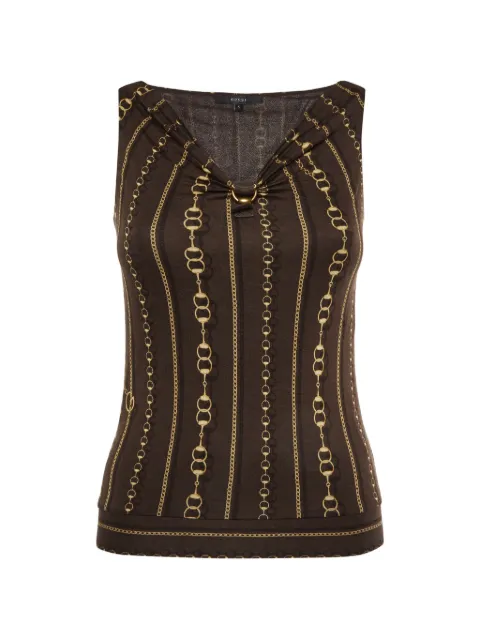 Gucci Pre-Owned chain-link print sleeveless top Brown 1337955