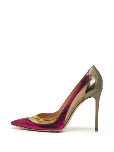 Gianvito Rossi paneled pointed-toe heeled pumps Pink 1269149