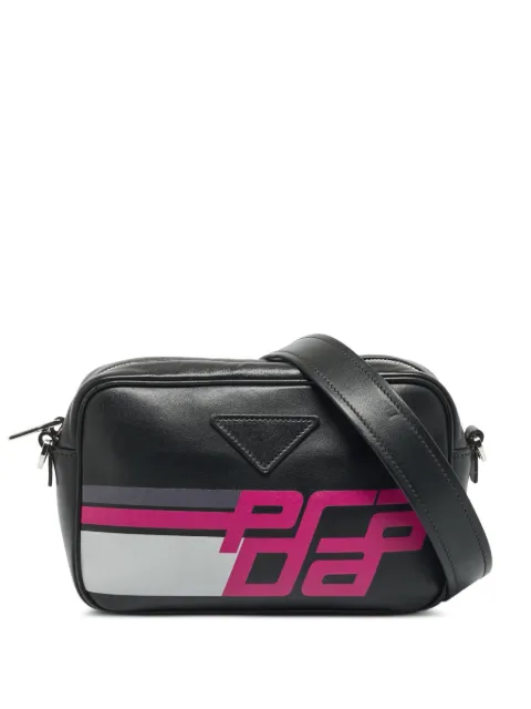 Prada Pre-Owned Racing Logo leather cross body bag Black 1359411