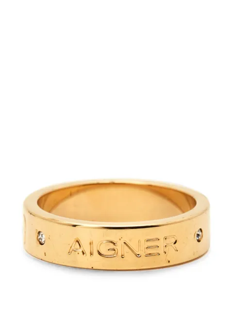 Aigner Vintage logo-detail crystal ring Gold 1304558
