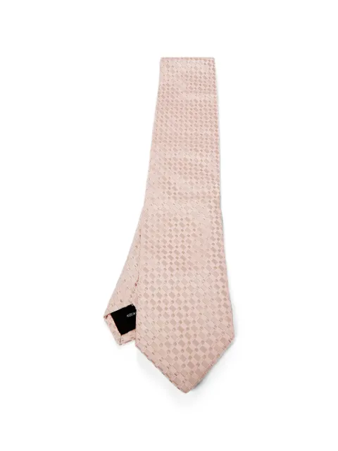 S.T. Dupont check pattern silk tie Pink 1262979