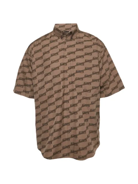 Balenciaga Pre-Owned monogram-print oversized shirt Neutrals 1334283