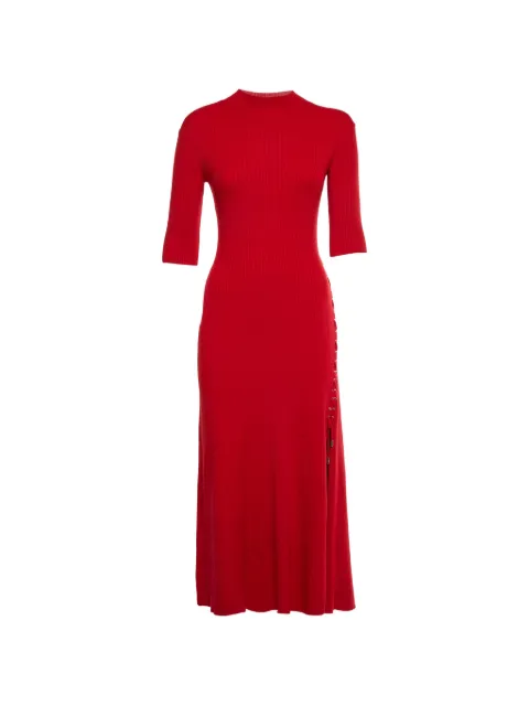 Maje lace-up knitted midi dress Red 1336211