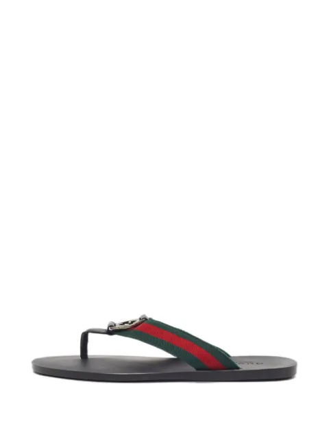 Gucci Pre-Owned Interlocking-G Web-strap thong sandals Black 1339212