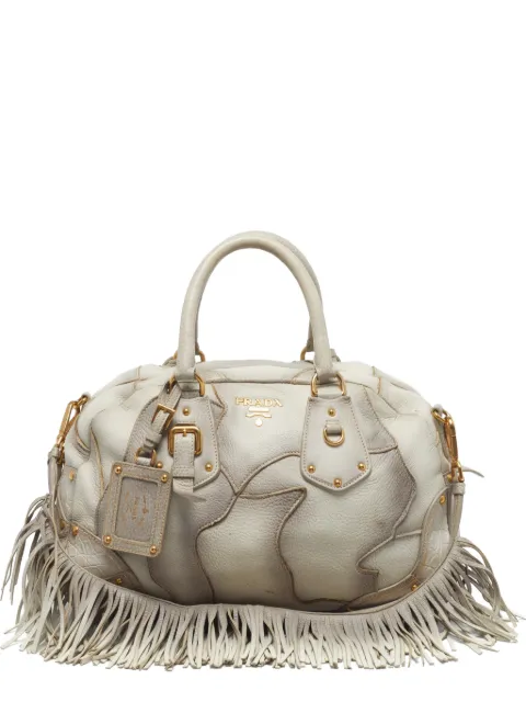 Prada Pre-Owned patchwork fringe-trimmed bowler bag Grey 1289361