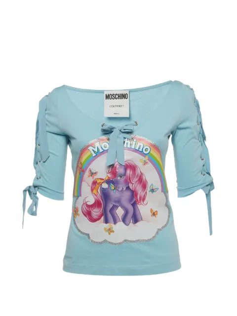 Moschino Pre-Owned Couture pony-print lace-up top Blue 1328238