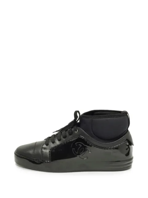 CHANEL Pre-Owned logo-detail mid-top sneakers Black 1300859