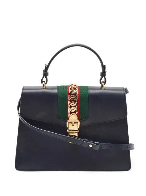 Gucci Pre-Owned Sylvie Web stripe handbag Blue 1339909