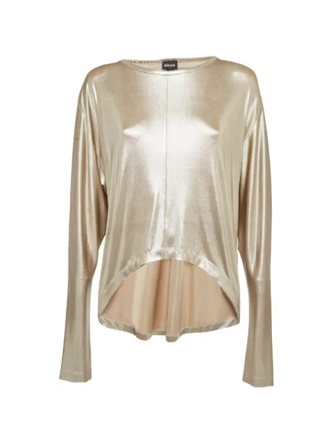 Just Cavalli Vintage asymmetric-hem long-sleeved T-shirt Gold 1295893