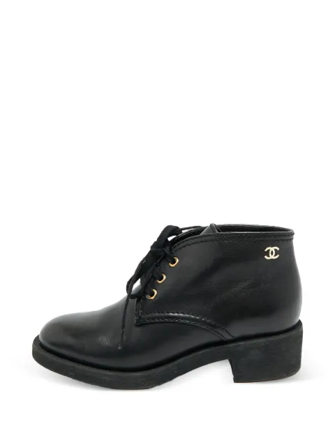 CHANEL Pre-Owned CC lace-up ankle boots Black 1278657