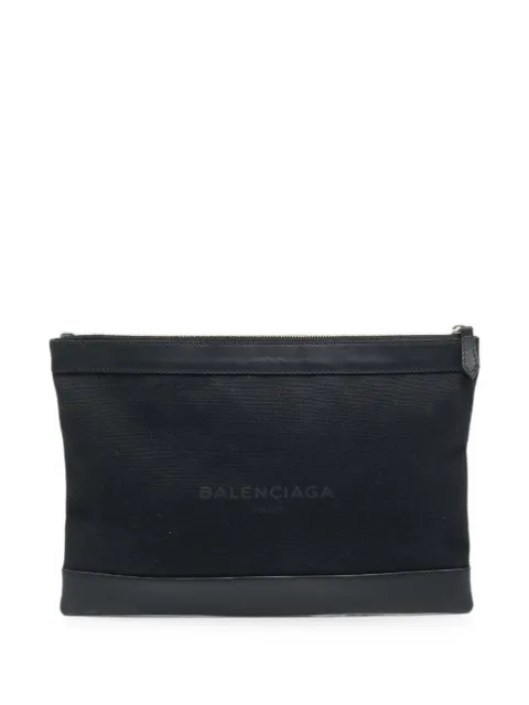 Balenciaga Pre-Owned Navy Clip M canvas clutch bag Black 1304976