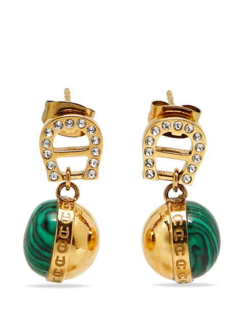 Aigner Kids crystal-embellished logo earrings Gold 1315253