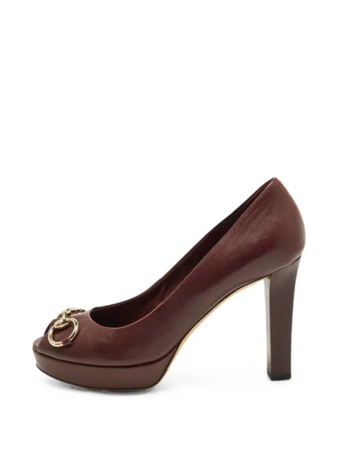 Gucci Pre-Owned Horsebit-detail peep-toe pumps Red 1329120
