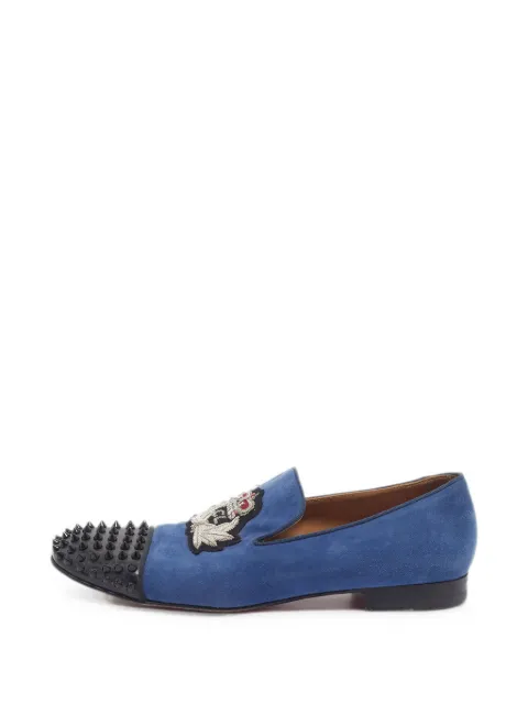 Christian Louboutin Pre-Owned Harvanana spike-detail slippers Blue 1328933