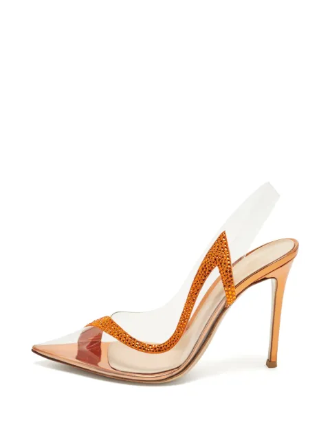 Gianvito Rossi Hortensia crystal-embellished heeled pumps White 1275064