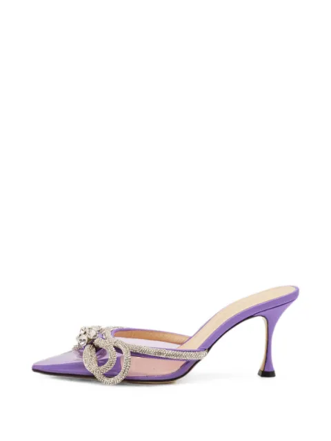 MACH & MACH Double Bow crystal-embellished heeled mules Purple 1330622
