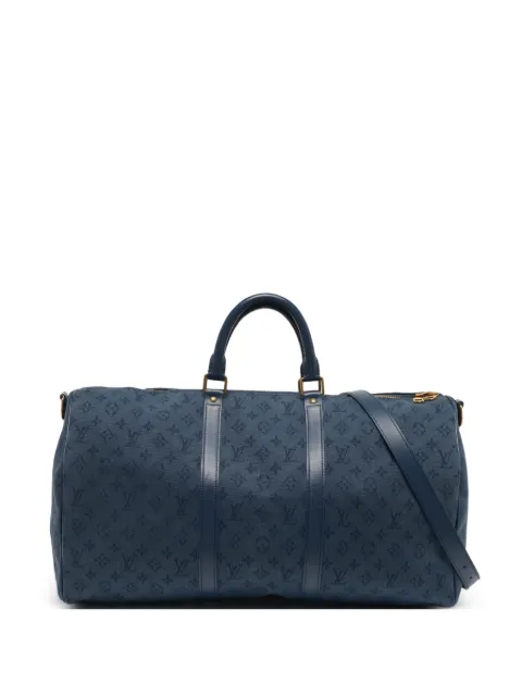 Louis Vuitton Pre-Owned 50 Keepall Bandoulière Monogram denim duffel bag Blue 1281928