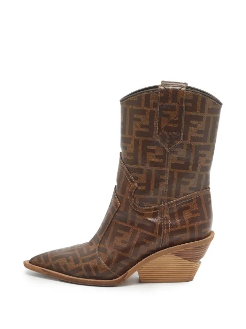 Fendi Pre-Owned Zucca pointed toe ankle boots Brown 1343339