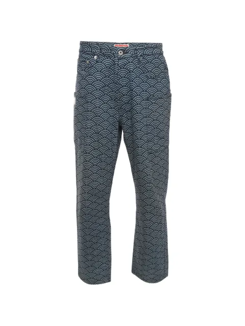 Kenzo Pre-Owned Japanese Seigaiha wave-print cargo jeans Blue 1313211