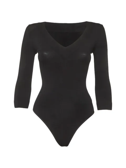 Alaïa Pre-Owned V-neck long-sleeve bodysuit Black 1291901