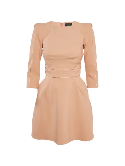 Elisabetta Franchi padded-shoulder piping-detail mini dress Neutrals 1262346