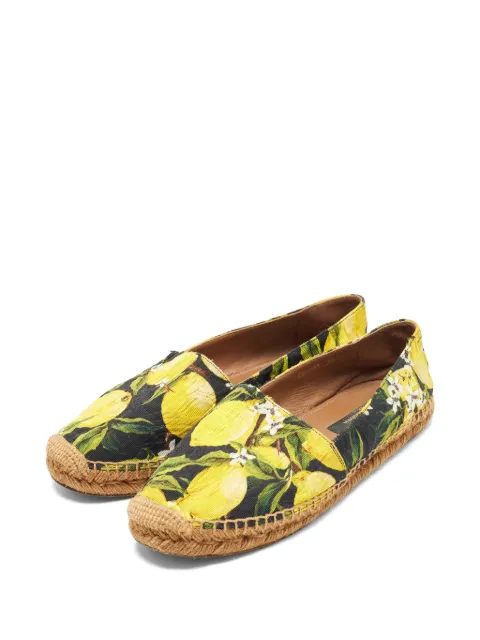 Dolce & Gabbana Pre-Owned lemon-motif brocade espadrilles Yellow 1357668