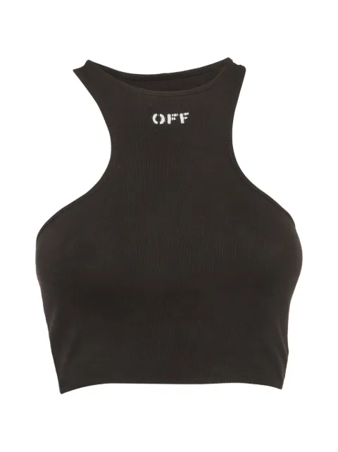 Off-White Pre-Owned logo-print racer-back tank top Black 1291675
